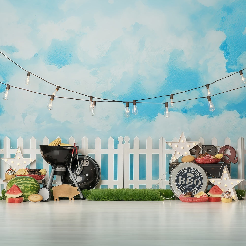 Newborn Backdrop BBQ Party Fairy Lights Children Backdrops UK MRR10-22