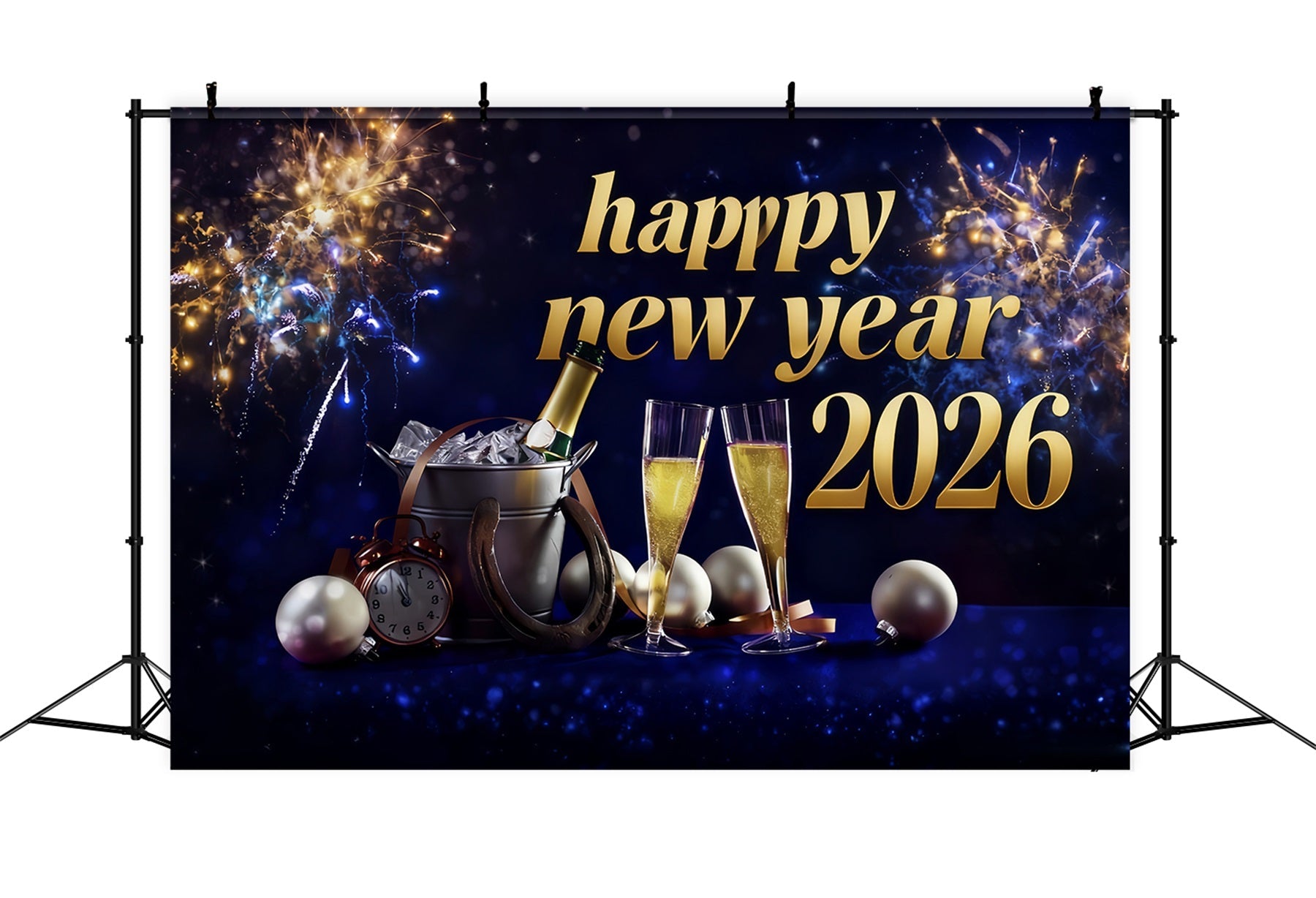 New Year Backdrop Champagne Toast Midnight Celebration Happy New Years Backdrop UK MRR10-3