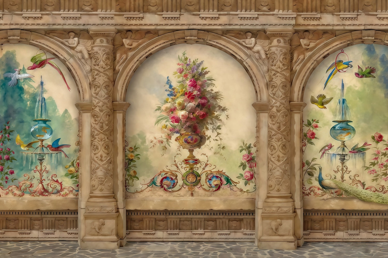 Vintage Backdrop Vintage Floral Wall Art Antique Backdrop UK MRR10-32