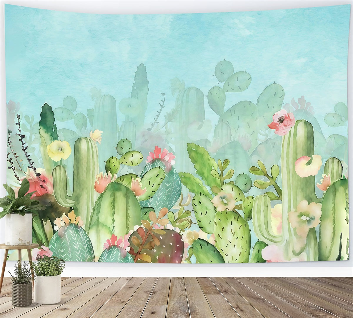 Kids Photo Backdrop Cactus Garden Flowers Newborn Backdrop UK MRR10-39