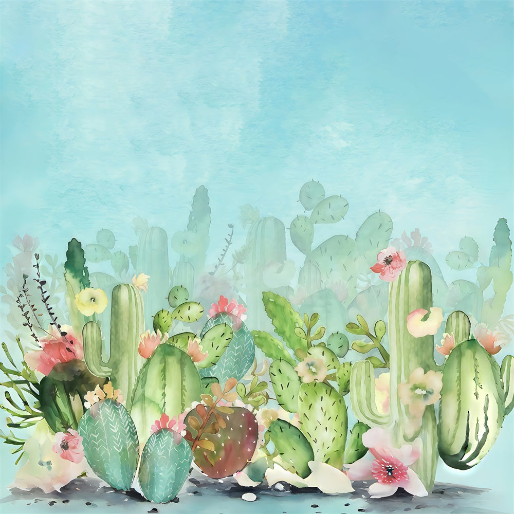 Kids Photo Backdrop Cactus Garden Flowers Newborn Backdrop UK MRR10-39