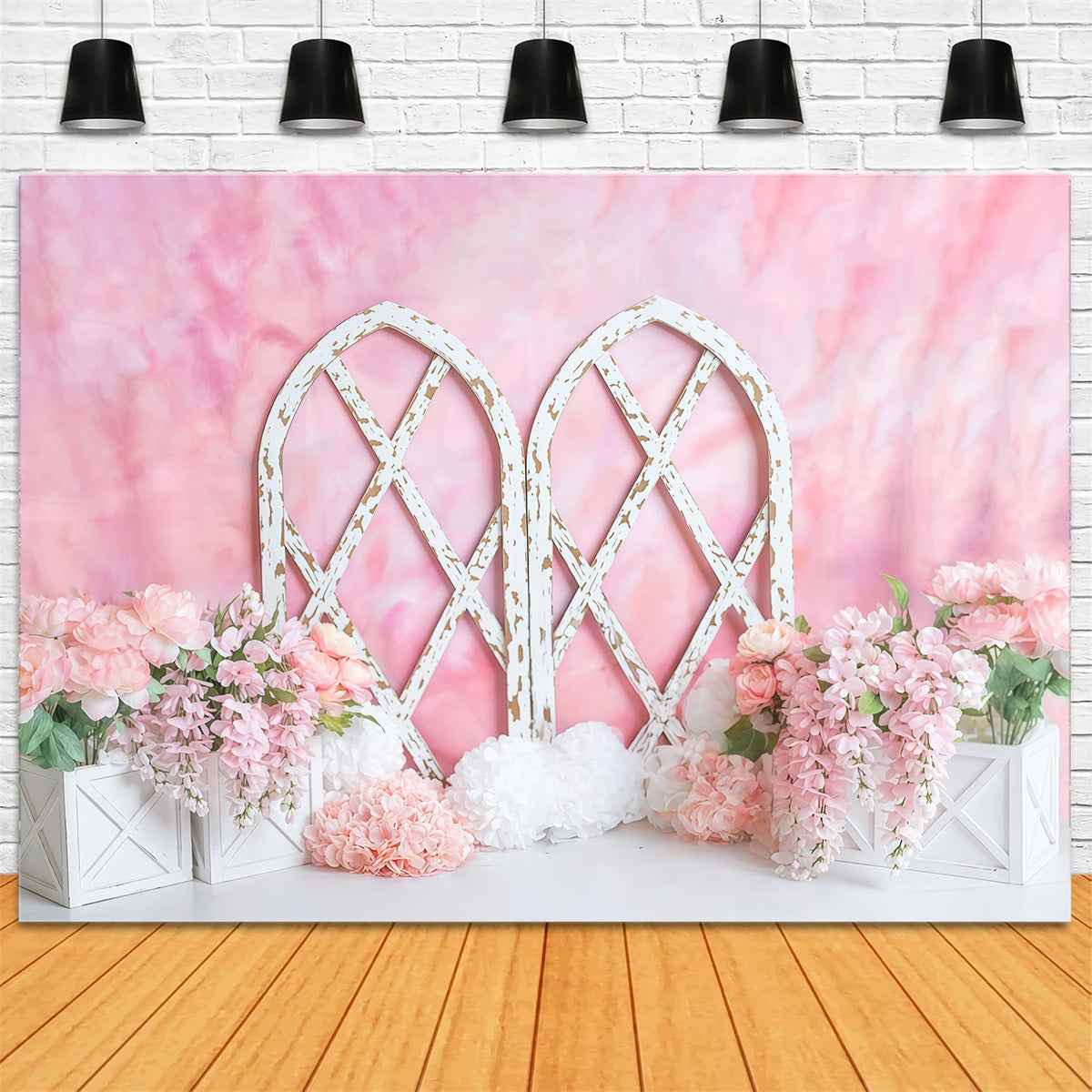 Newborn Backdrop Pink Floral Arch Flowers Children Backdrops UK MRR10-40