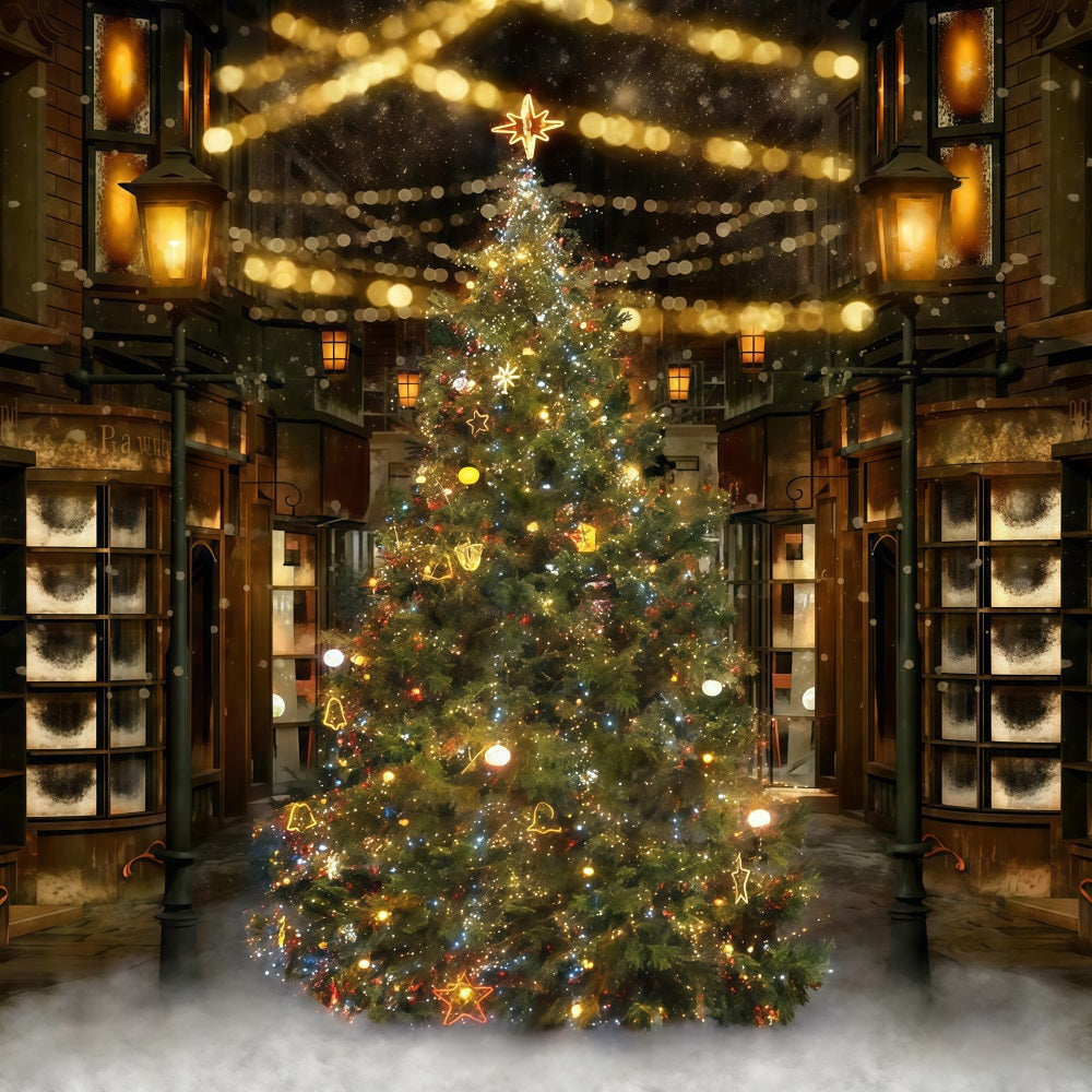 Christmas Tree Backdrop Festive Night Street Christmas Backdrop UK MRR10-42