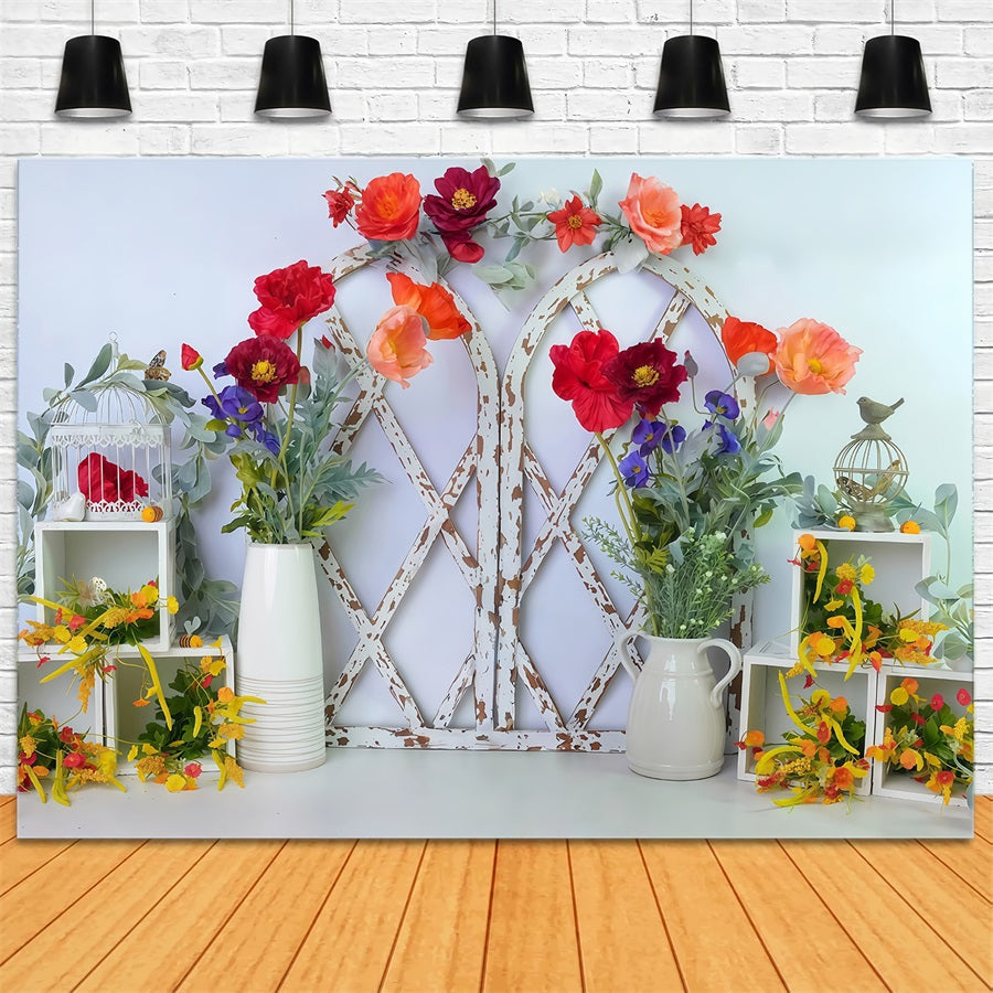 Children Backdrops Floral Arch White Frames Newborn Backdrop UK MRR10-44