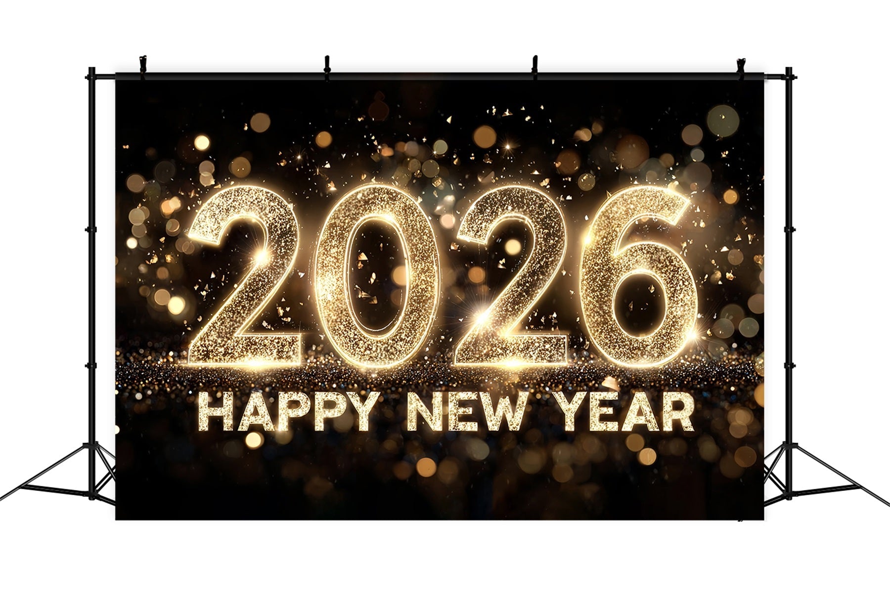 Happy New Years Backdrop Golden Glitter Celebration Numbers New Year Backdrop UK MRR10-5