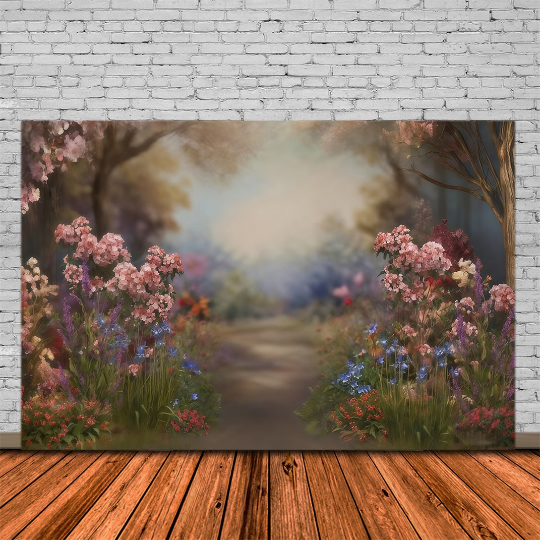 Fine Art Backdrops Flower Path Blooming Trees Artistic Backdrop UK MRR10-57
