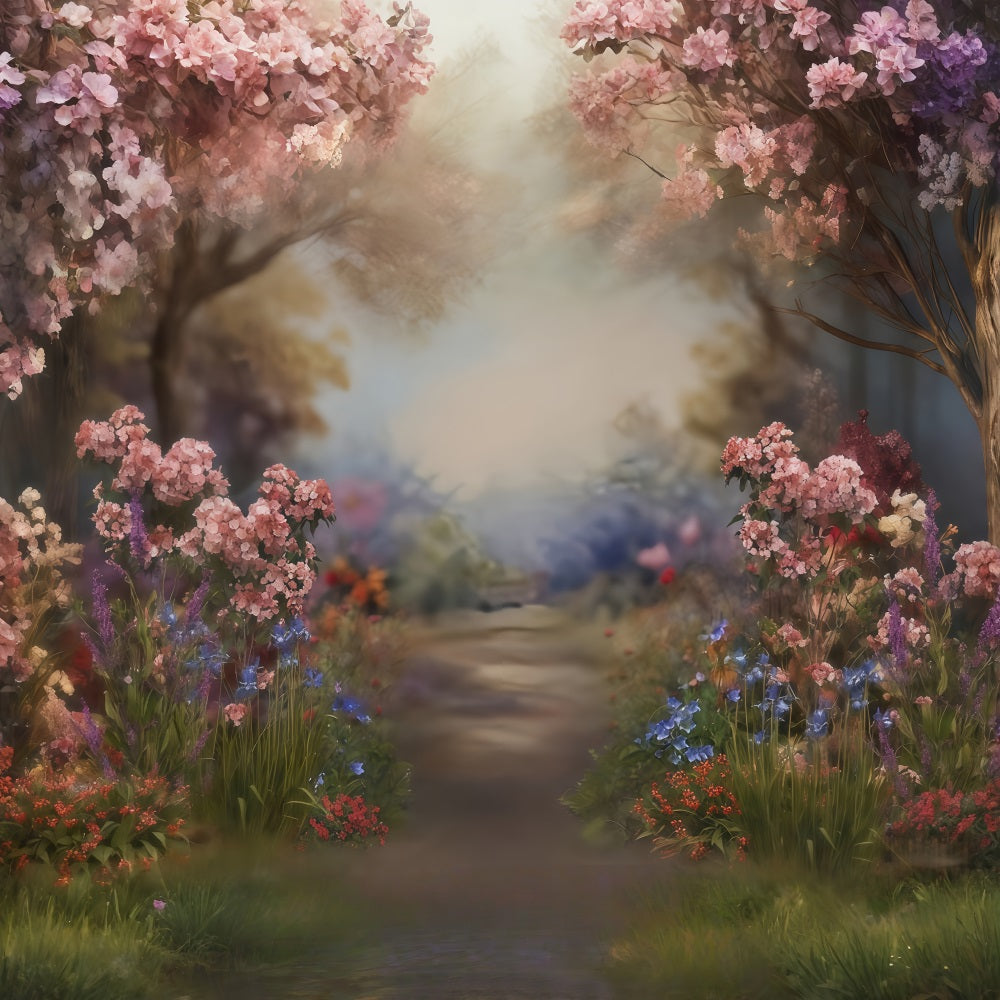 Fine Art Backdrops Flower Path Blooming Trees Artistic Backdrop UK MRR10-57