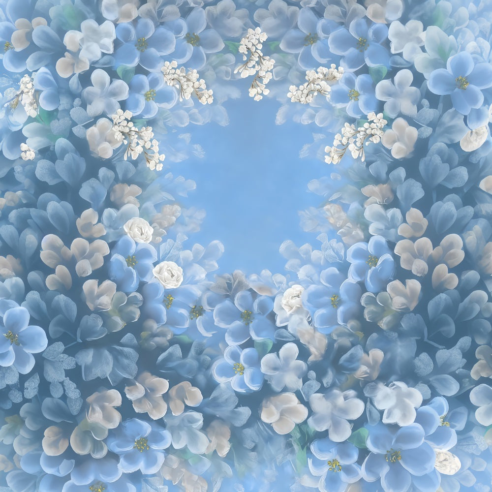 Artistic Backdrop Watercolor Blue Blooming Floral Fine Art Backdrops UK MRR10-59
