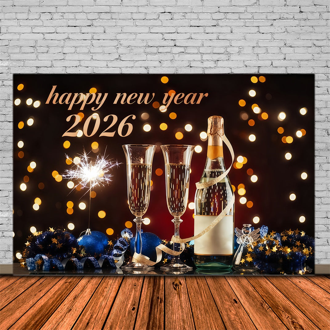 New Years Eve Backdrop Elegant Toast Midnight Lights Happy New Year Backdrop UK MRR10-7