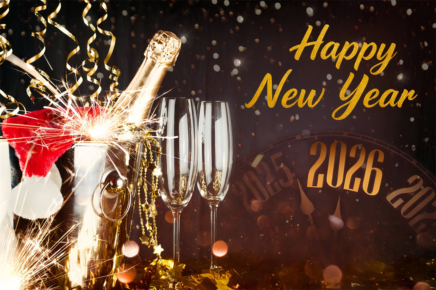 New Years Photo Backdrop Champagne Spark Celebration Countdown Happy New Years Backdrop UK MRR10-9