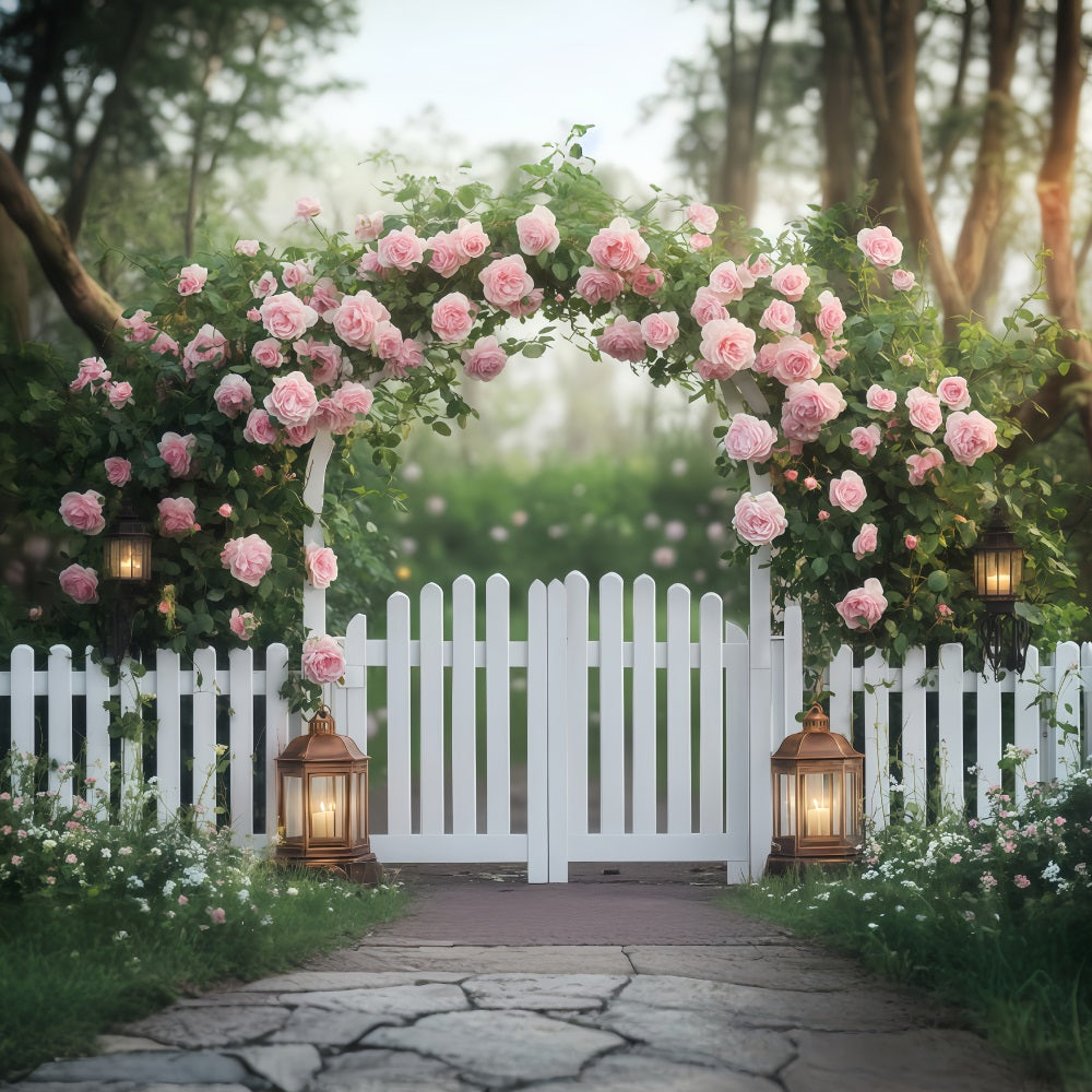Valentine Photo Booth Backdrop Pink Rose Flower Garden Valentines Backdrop UK MRR11-113