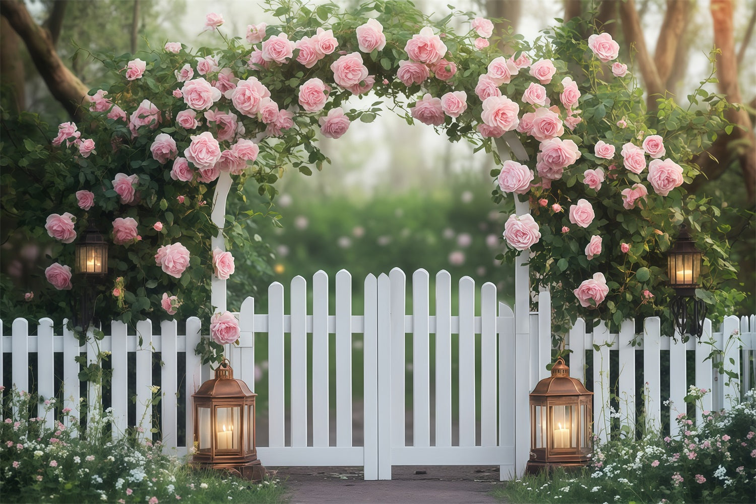 Valentine Photo Booth Backdrop Pink Rose Flower Garden Valentines Backdrop UK MRR11-113