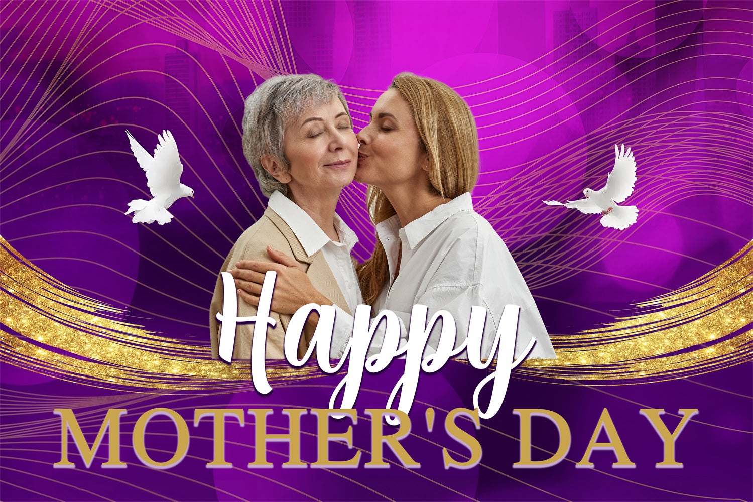 Mothers Day Backdrop Dove Royal Purple Personalized Backdrop UK MRR3-100