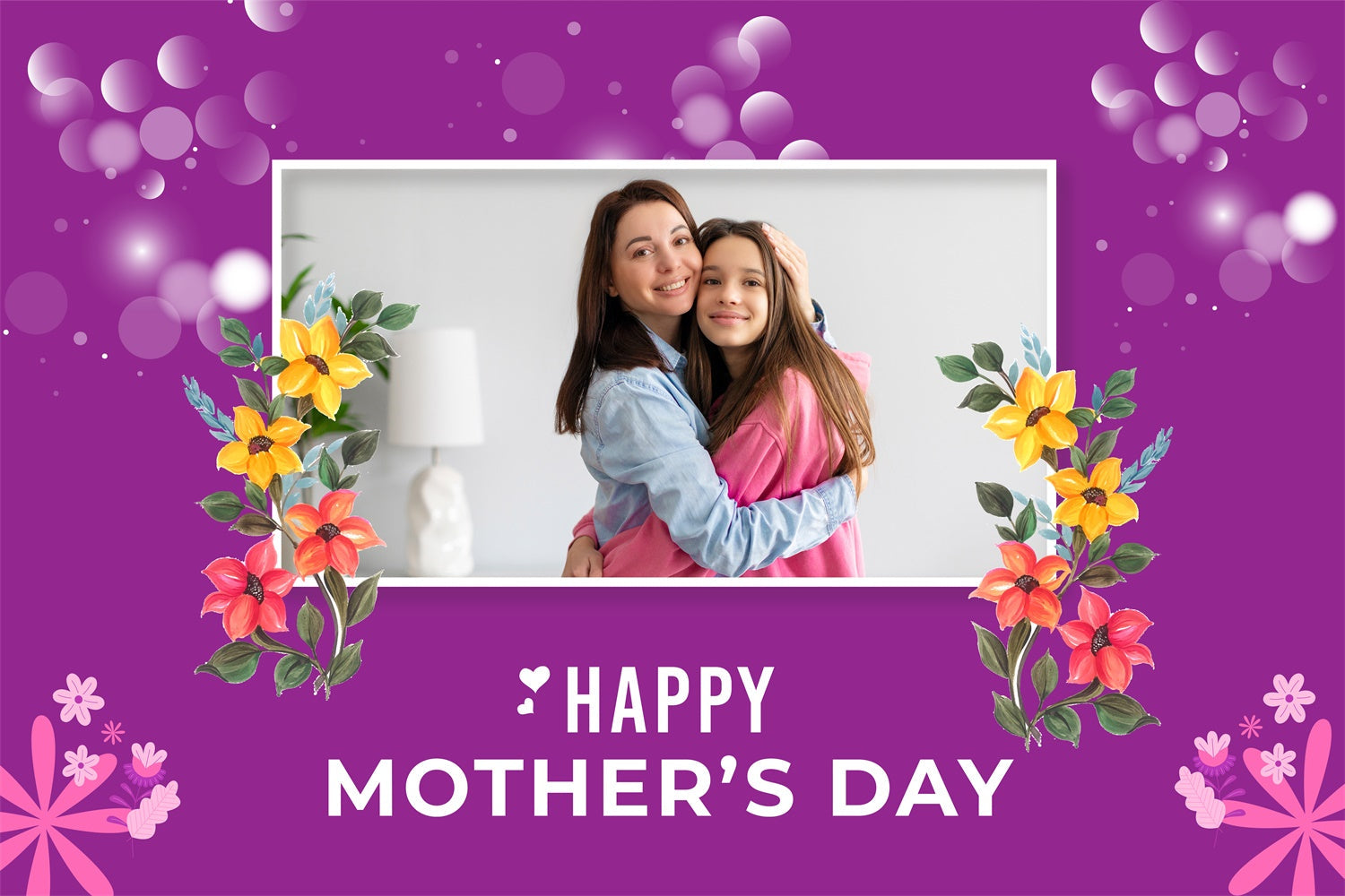 Backdrops For Mother's Day Vibrant Floral Purple Personalized Backdrop UK MRR3-104