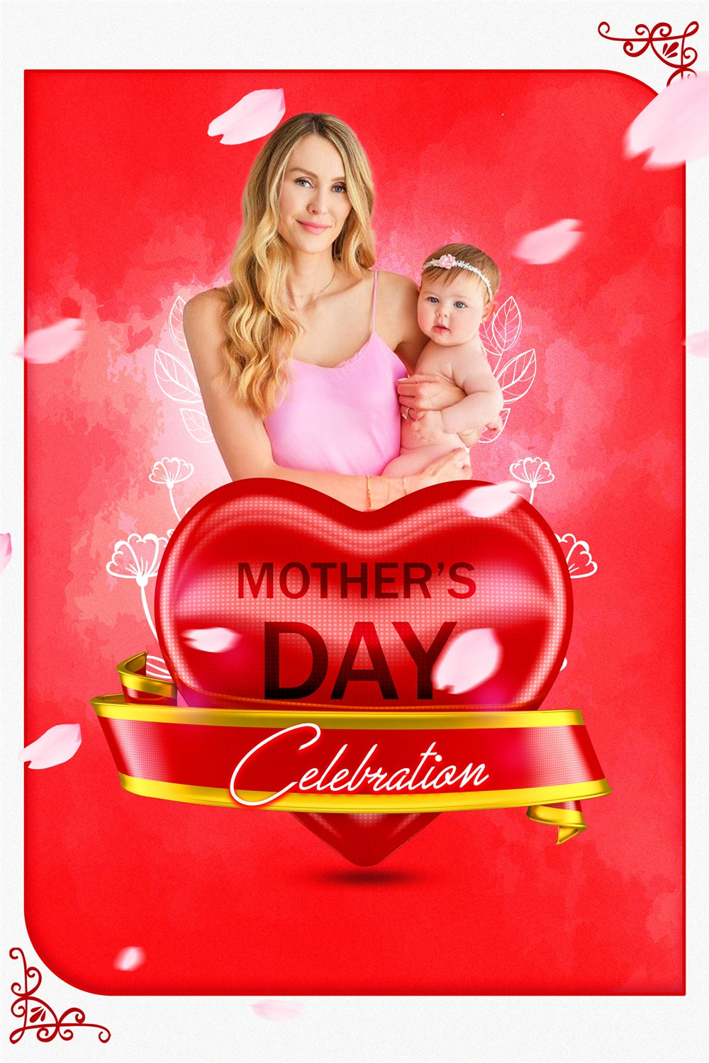 Mothers Day Photo Backdrops Red Passionate Love Personalized Backdrop UK MRR3-120
