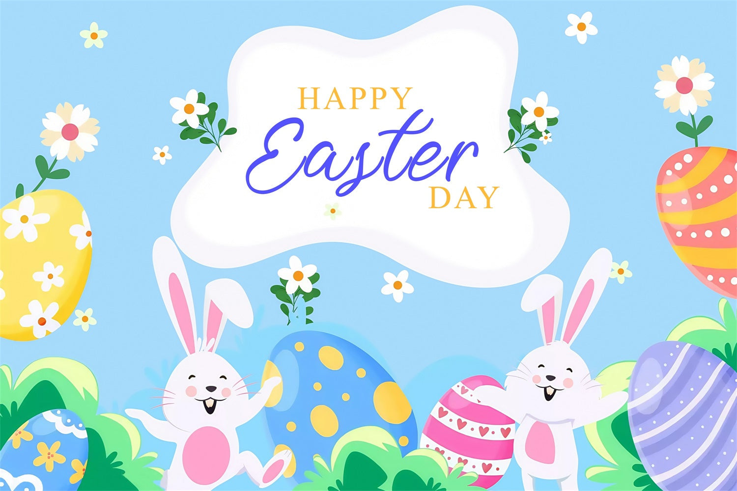 Easter Picture Backdrops Cheerful Bunny Egg Hunt Custom Backdrop UK MRR3-122