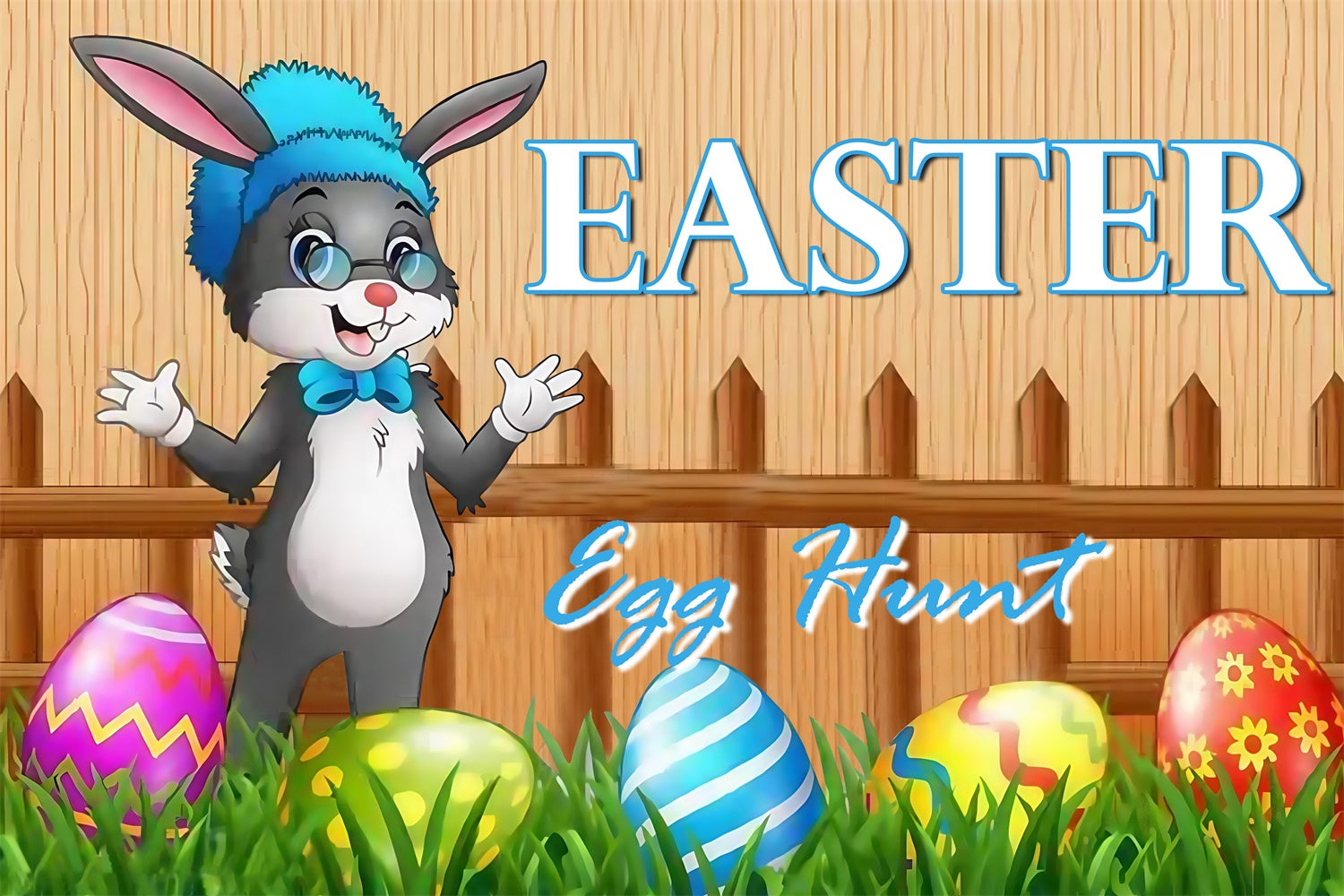 Easter Photo Backdrop Rustic Bunny Wooden Fence Custom Backdrop UK MRR3-129