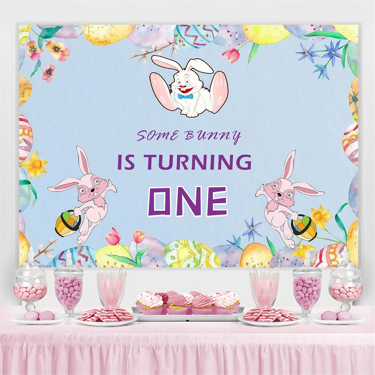 Easter Picture Backdrops Floral Bunny Birthday Fun Custom Backdrop UK MRR3-132