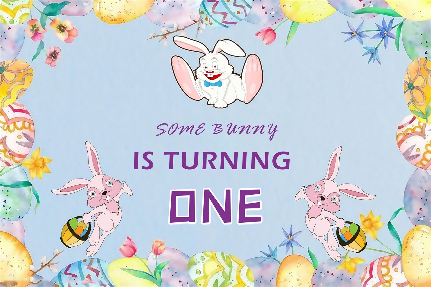 Easter Picture Backdrops Floral Bunny Birthday Fun Custom Backdrop UK MRR3-132