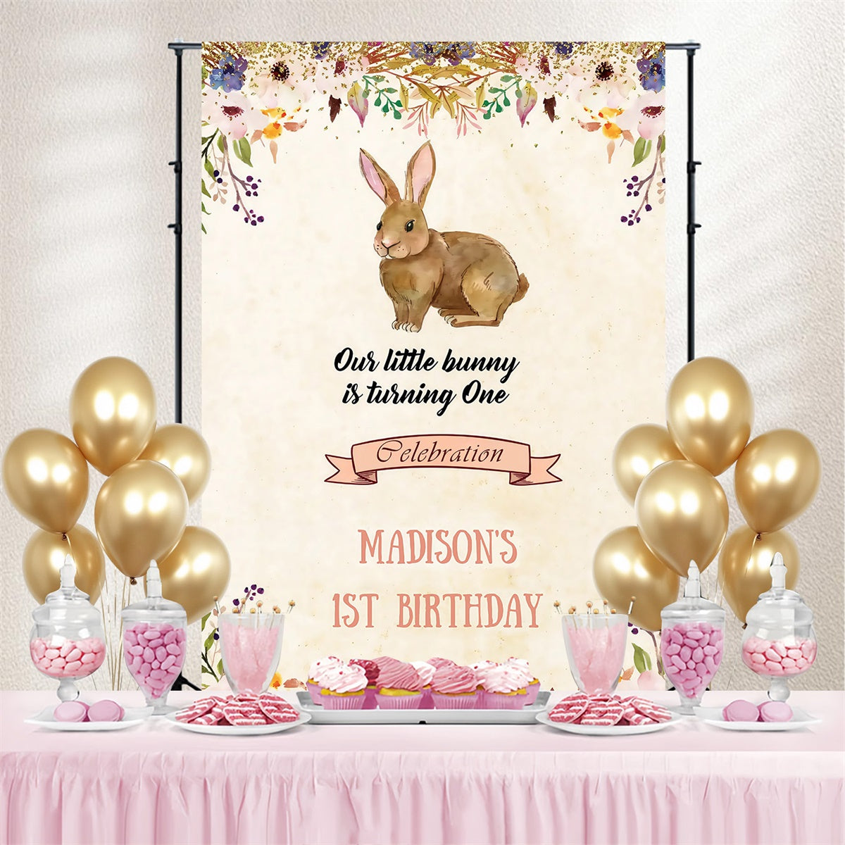 Easter Photo Backdrop Elegant Watercolor Bunny Custom Backdrop UK MRR3-136