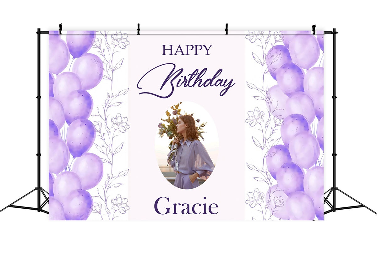 Personalized Backdrop For Birthday Purple Dreamy Balloon Backdrop UK MRR3-14
