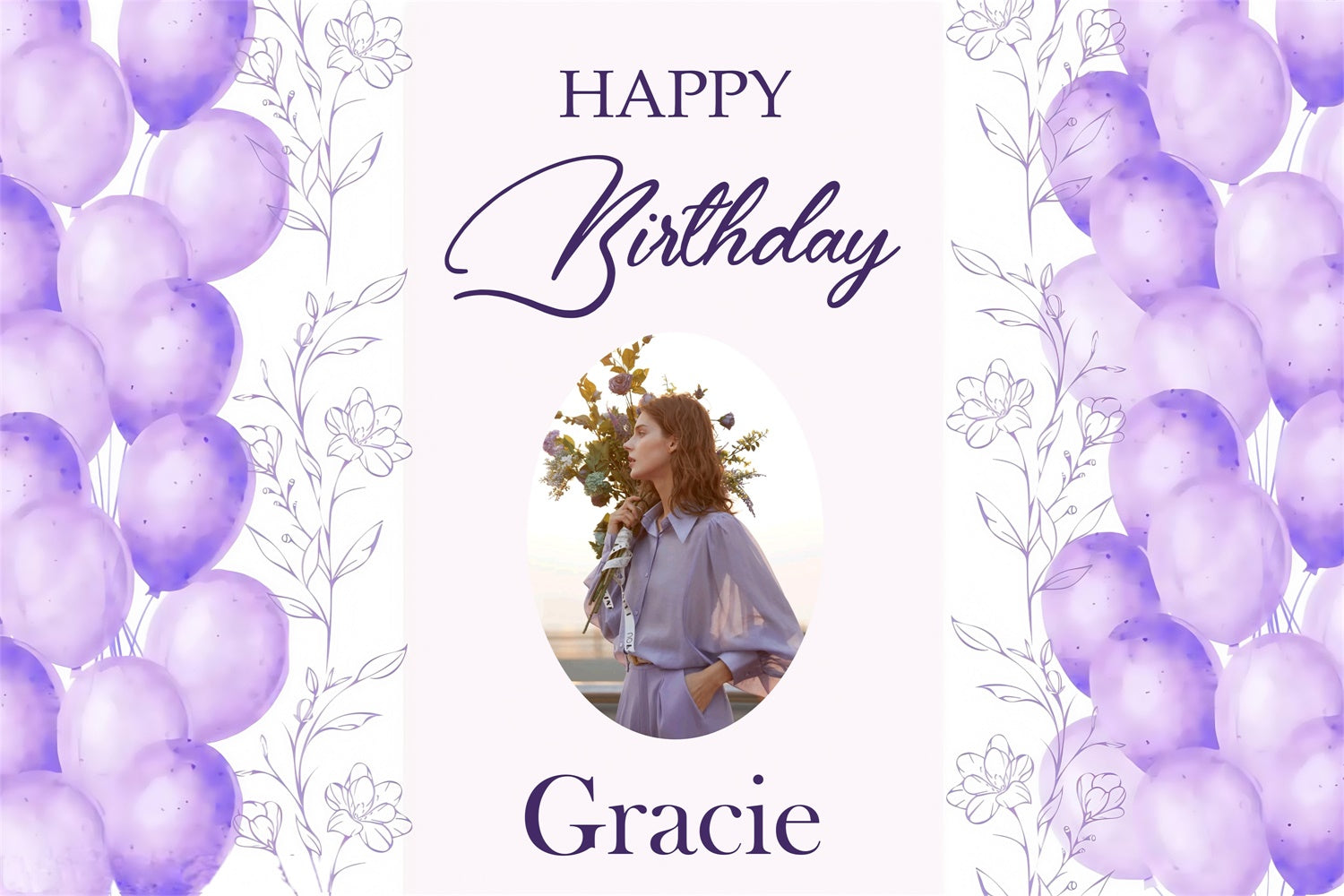 Personalized Backdrop For Birthday Purple Dreamy Balloon Backdrop UK MRR3-14