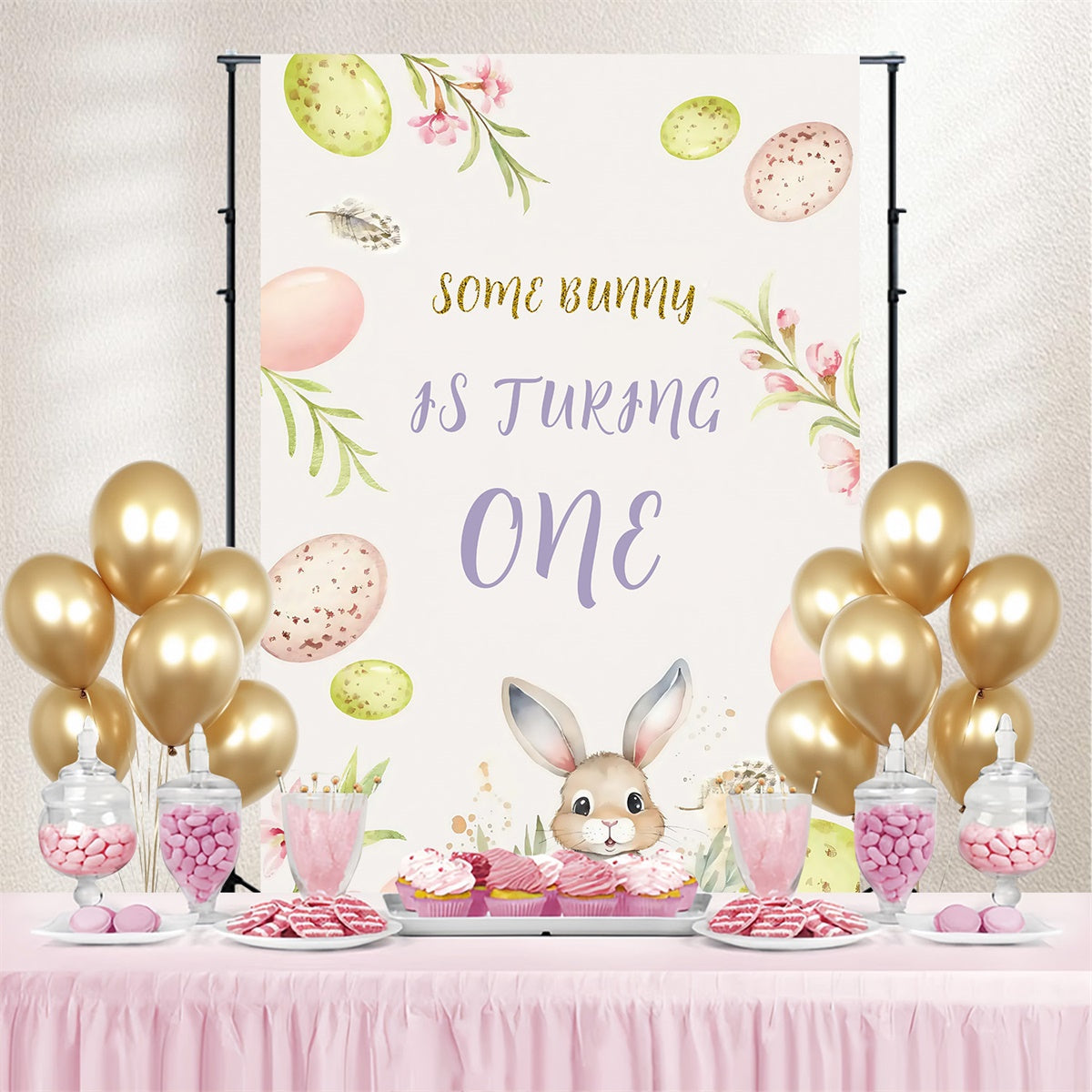 Easter Picture Backdrops Gentle Bunny Blooms Party Custom Backdrop UK MRR3-140