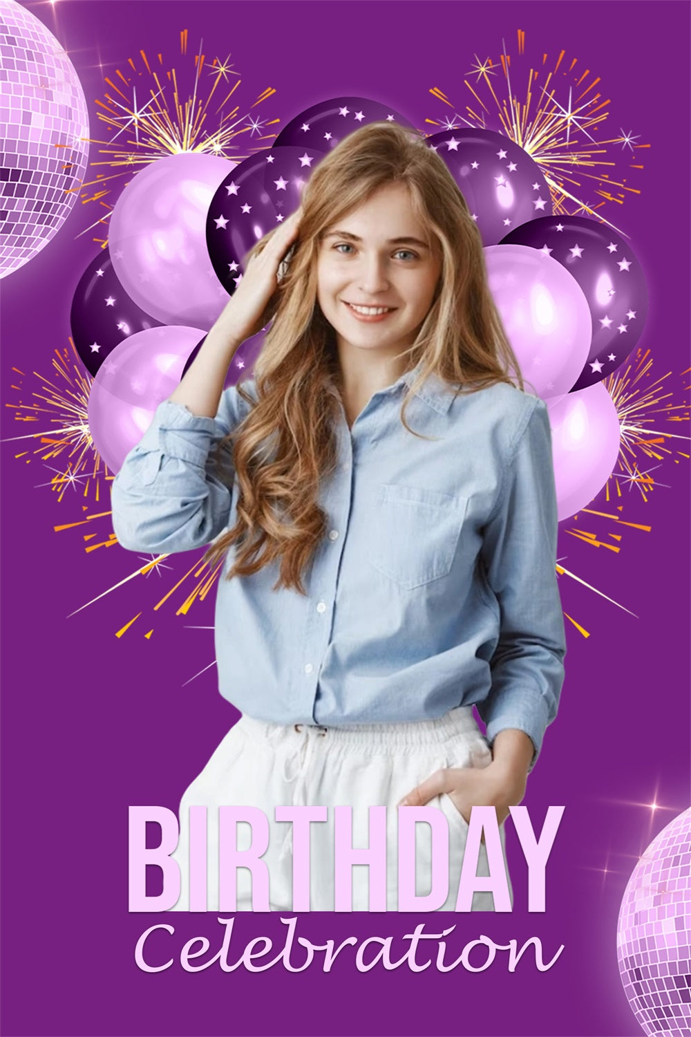 Birthday Backdrop Personalized Purple Balloon Party Backdrop UK MRR3-28