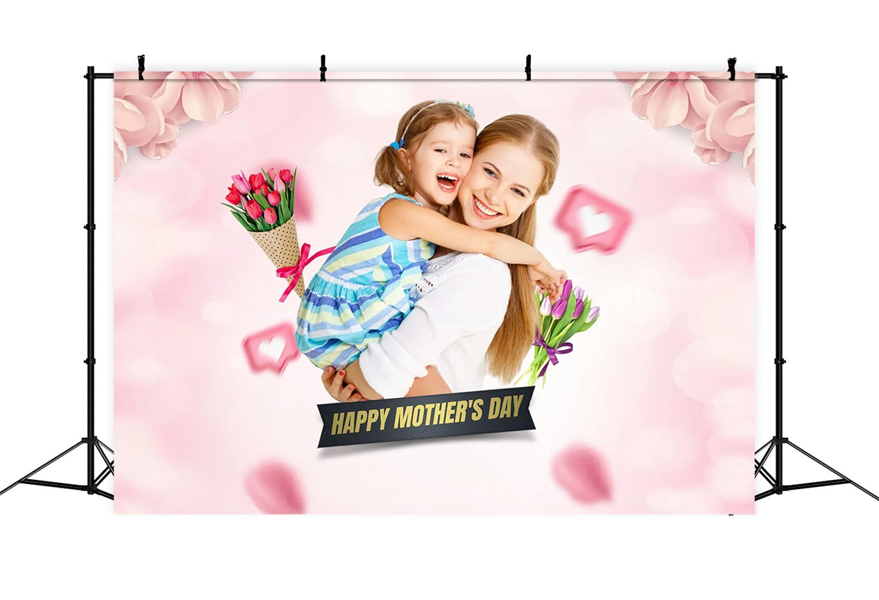 Mothers Day Photo Backdrop Pink Love Floral Custom Backdrop UK MRR3-31
