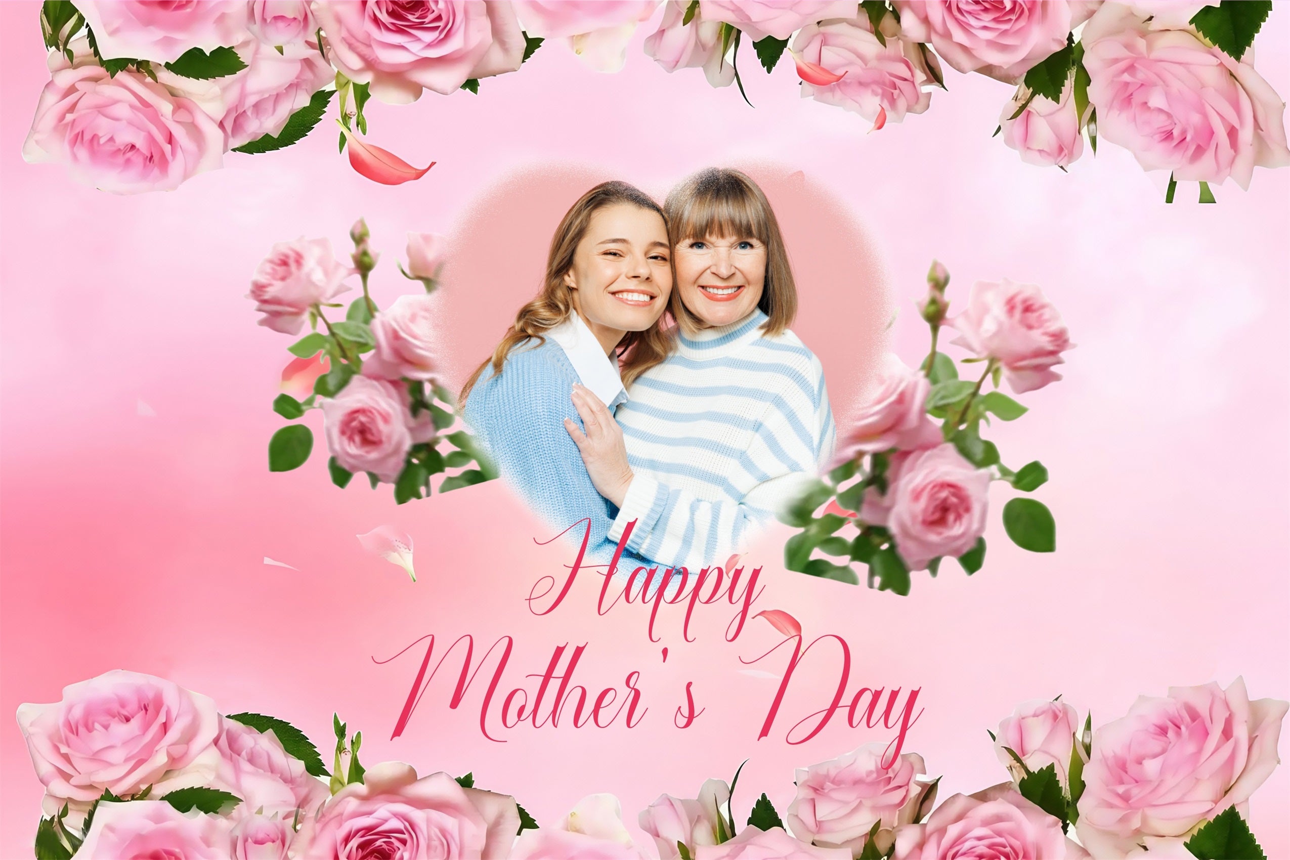 Mothers Day Photography Backdrops Pink Roses Love Customized Backdrop UK MRR3-42