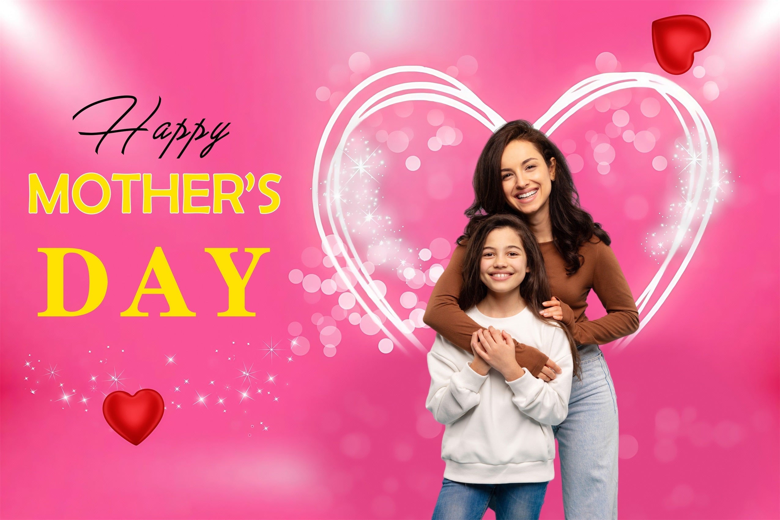 Mother's Day Backdrop Ideas Sparkling Love Heart Personalised Backdrop UK MRR3-44