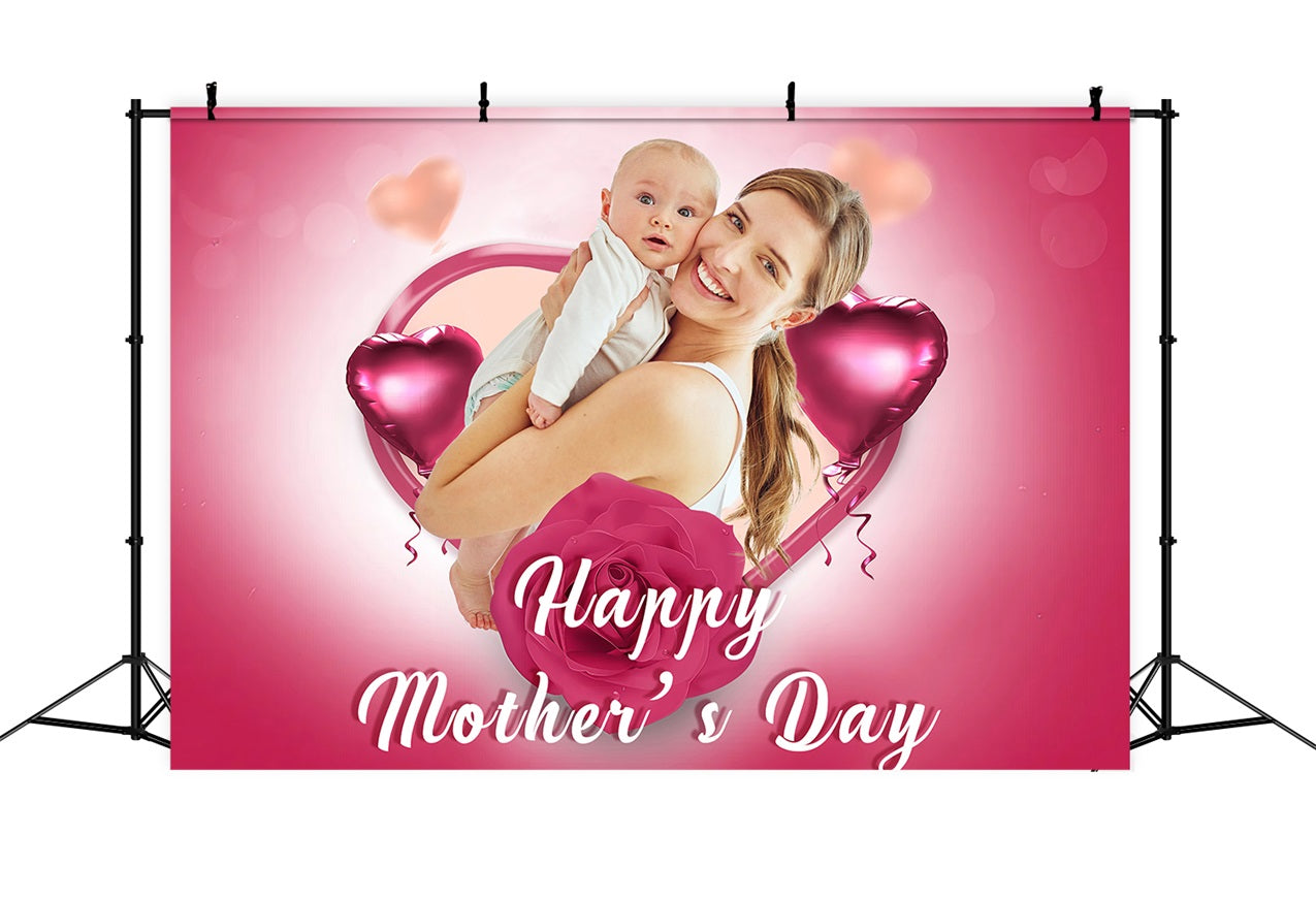 Happy Mother's Day Backdrop Love Heart Balloon Rose Personalized Backdrop UK MRR3-47