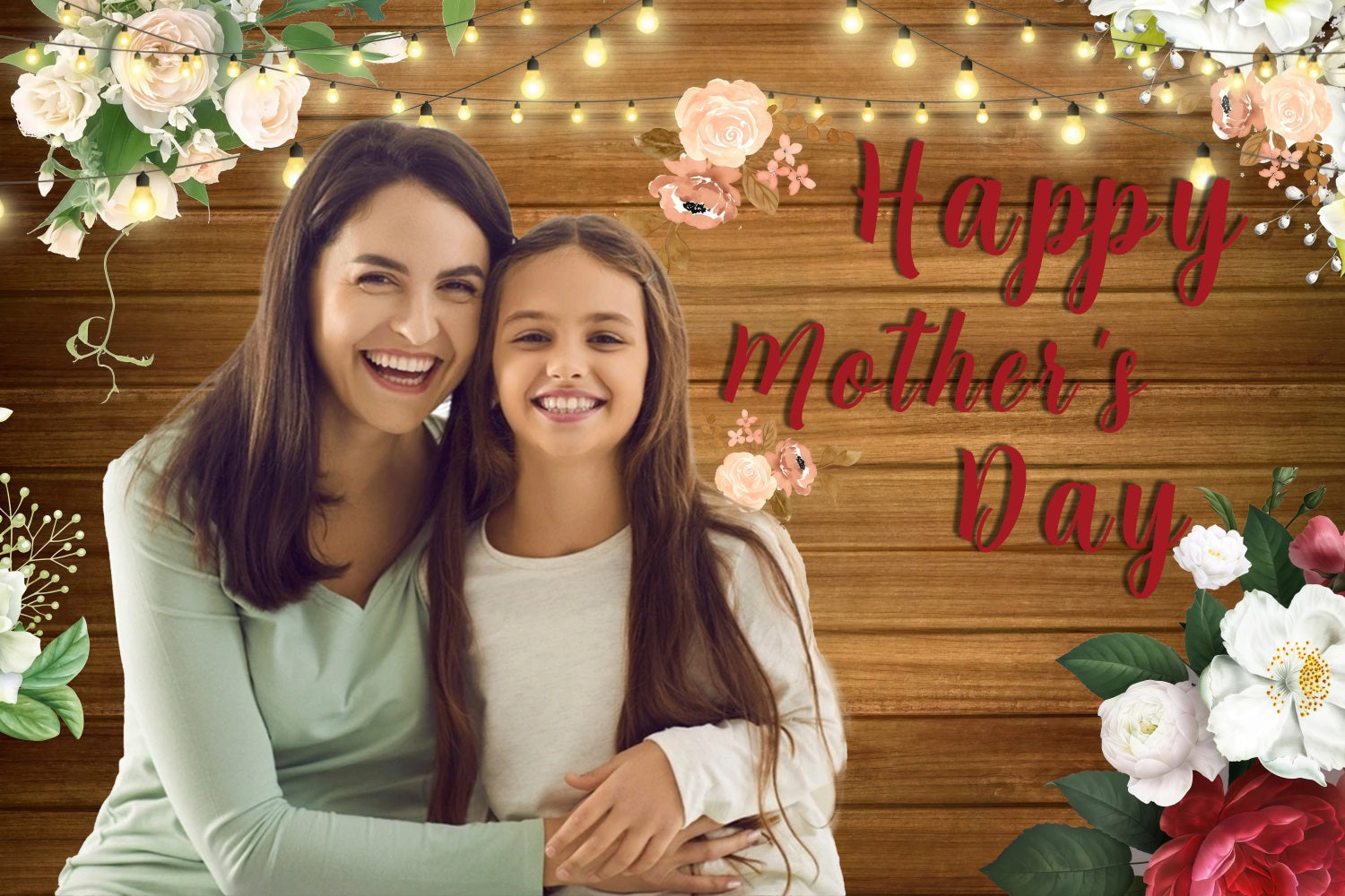 Mother Day Backdrop Twinkling Lights Flowers Custom Backdrop UK MRR3-49