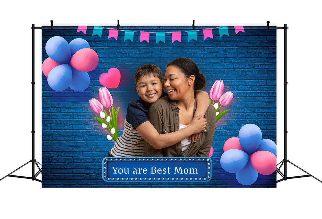 Mothers Day Photo Backdrops Tulips Balloons Celebration Personalized Backdrop UK MRR3-51