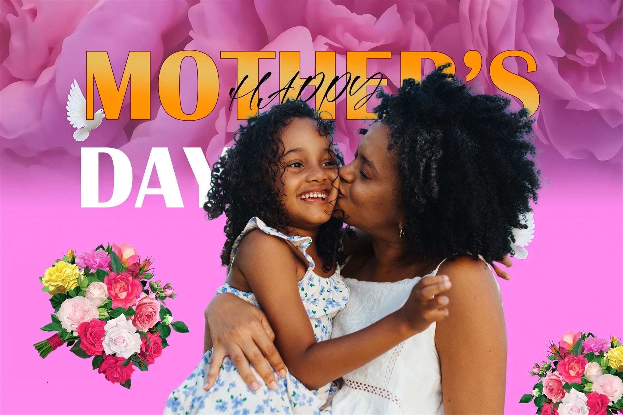 Mothers Day Backdrop Flowers Birds Love Personalized Backdrop UK MRR3-55