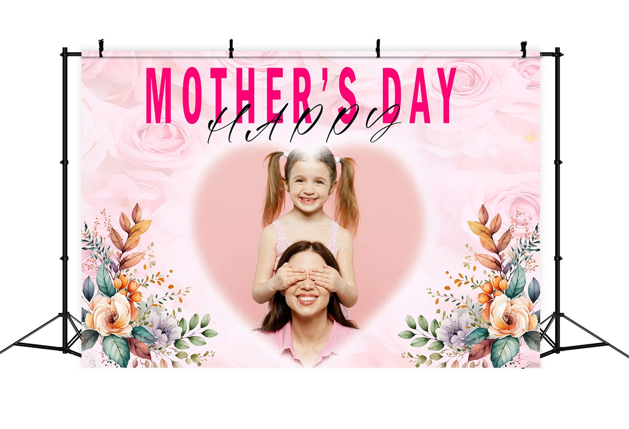 Backdrops For Mother's Day Floral Heart Blessings Personalised Backdrop UK MRR3-56
