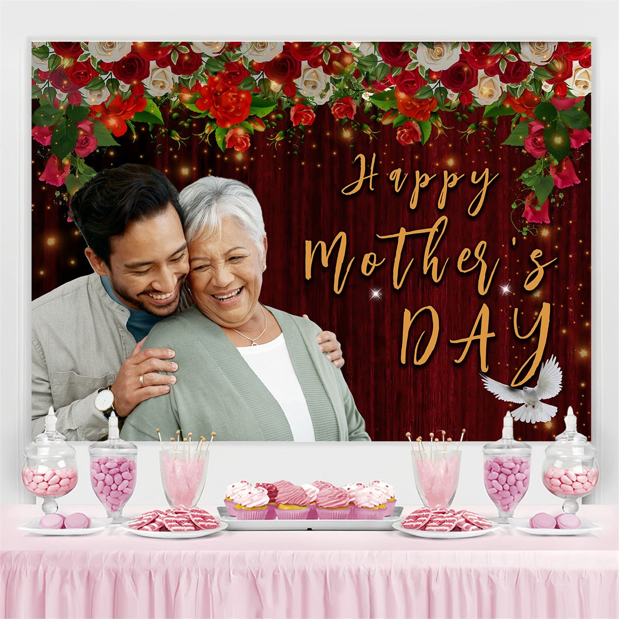 Mothers Day Photo Backdrop Flowering Roses Family Custom Backdrop UK MRR3-57