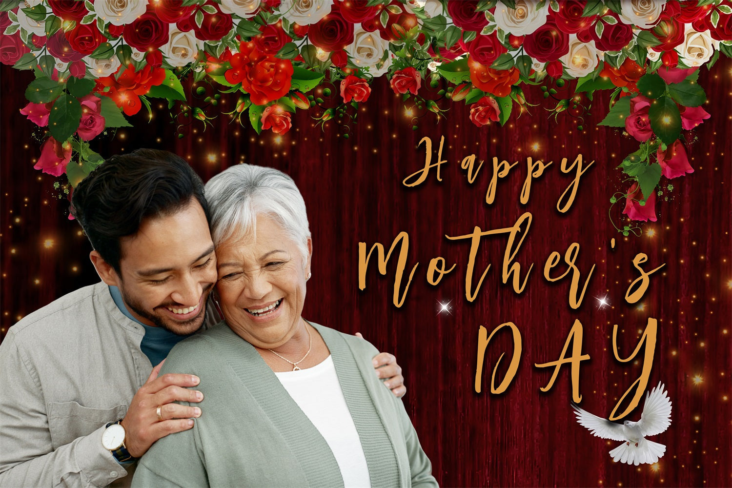 Mothers Day Photo Backdrop Flowering Roses Family Custom Backdrop UK MRR3-57
