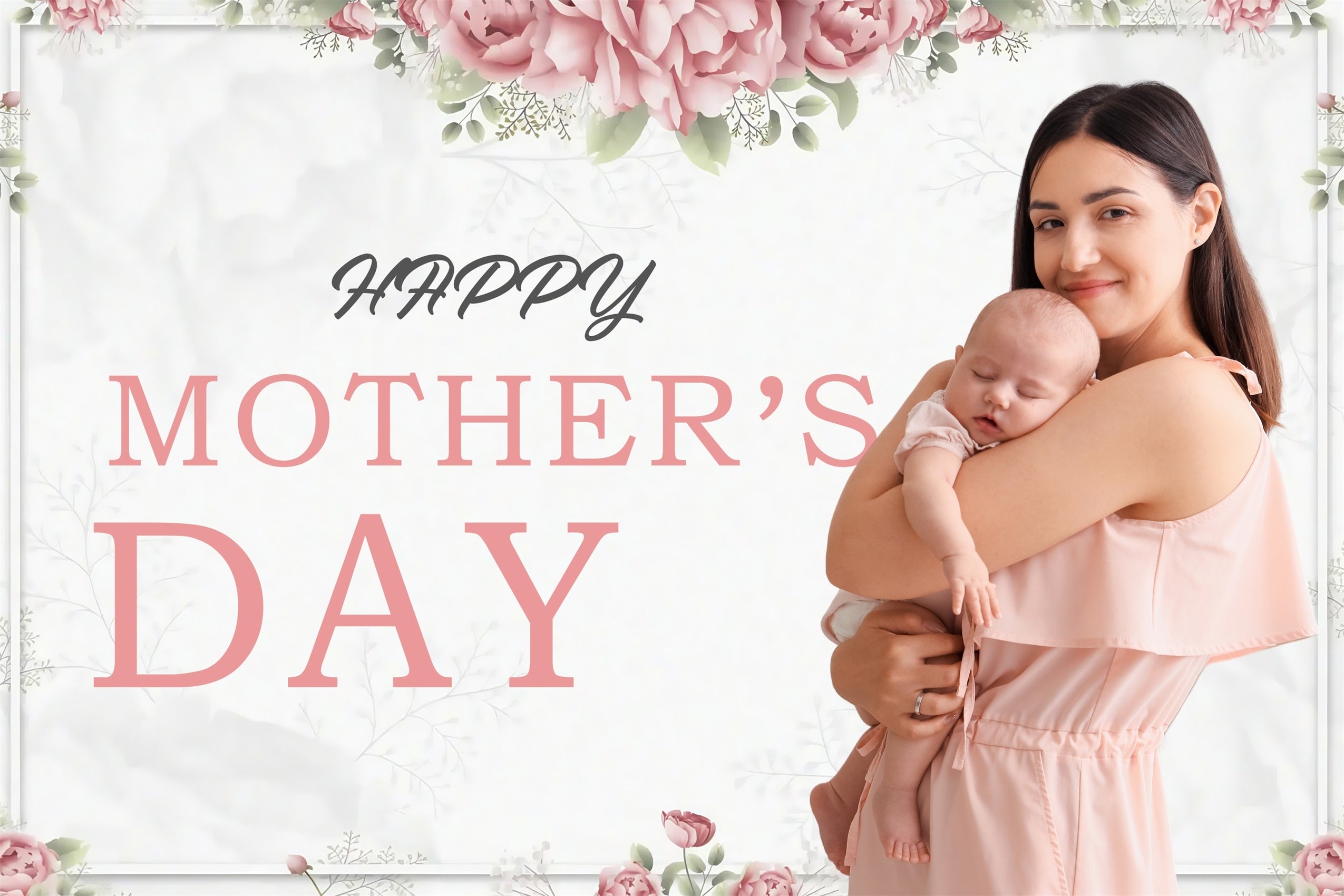 Mothers Day Backdrops Floral Surrounding Love Customized Backdrop UK MRR3-58