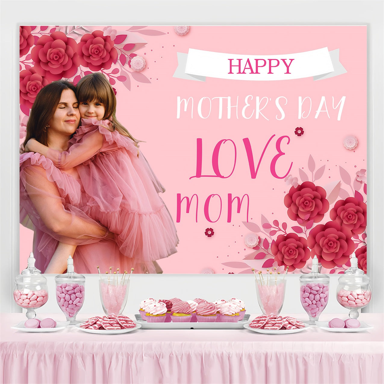 Mothers Day Backdrop Blossoming Love Floral Personalized Backdrop UK MRR3-59