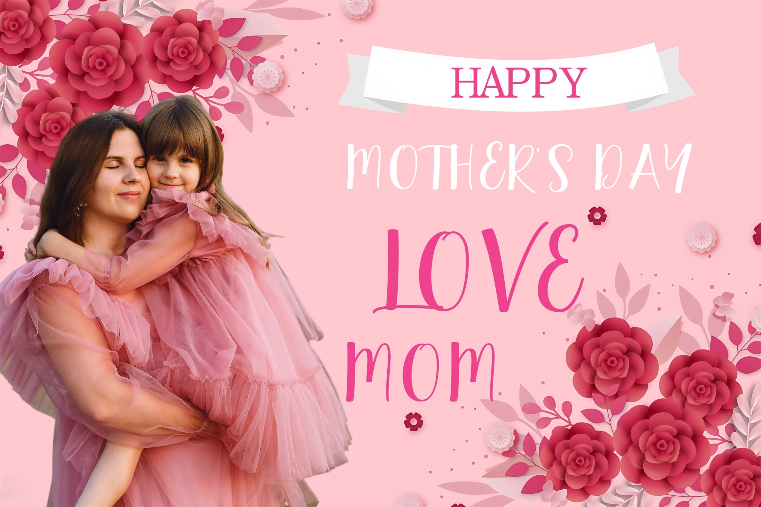 Mothers Day Backdrop Blossoming Love Floral Personalized Backdrop UK MRR3-59
