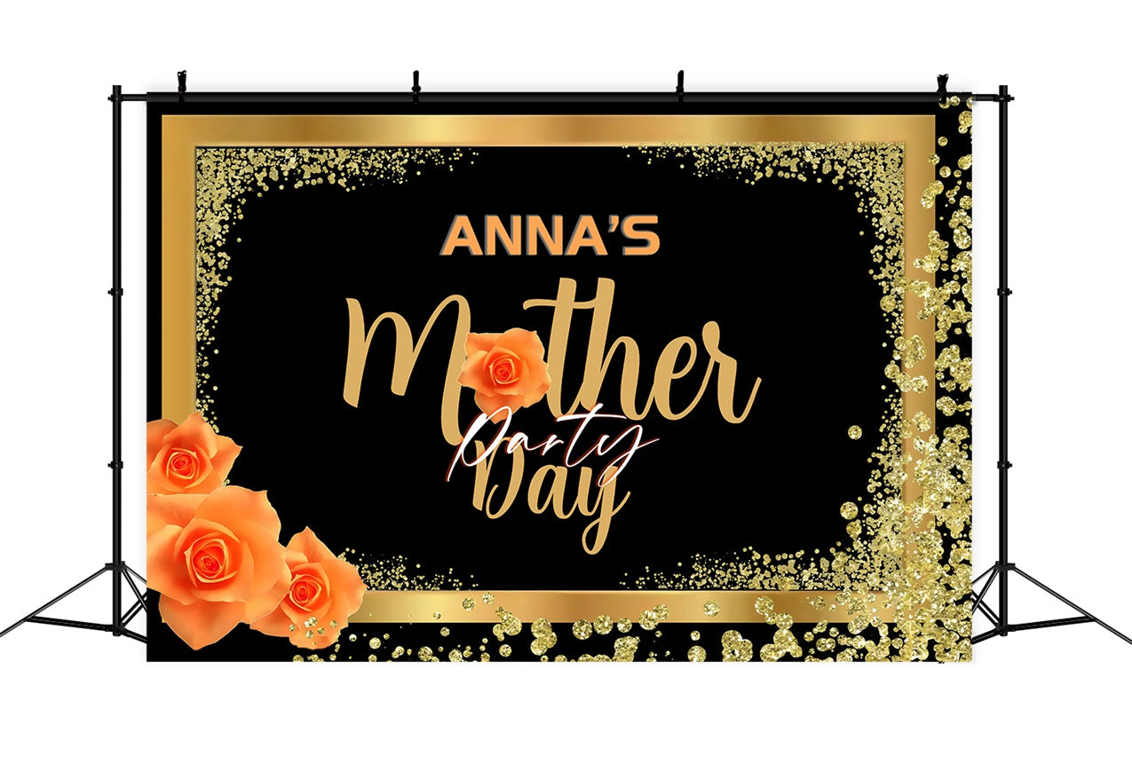 Mother's Day Backdrop Gold Black Elegant Party Custom Backdrop UK MRR3-61