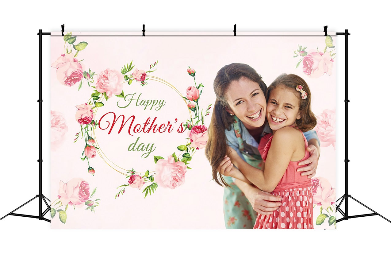 Mother's Day Photo Backdrop Blissful Embrace Floral Personalized Backdrop UK MRR3-63