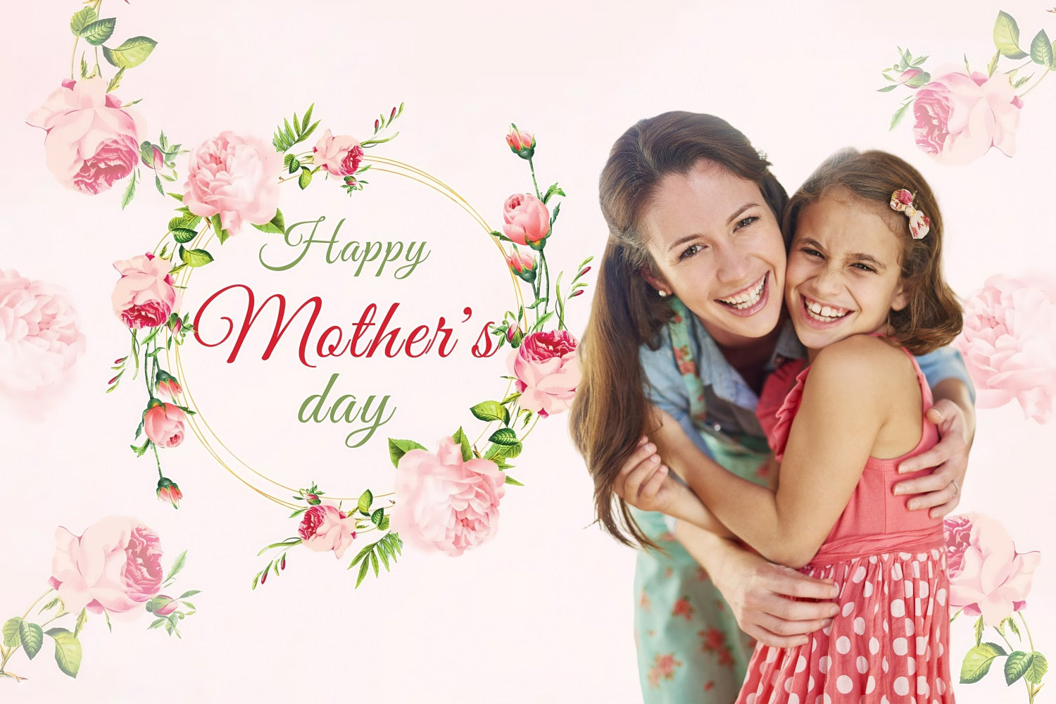 Mother's Day Photo Backdrop Blissful Embrace Floral Personalized Backdrop UK MRR3-63