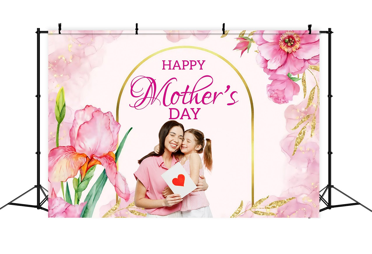 Mothers Day Photo Backdrop Golden Archway Floral Custom Backdrop UK MRR3-65