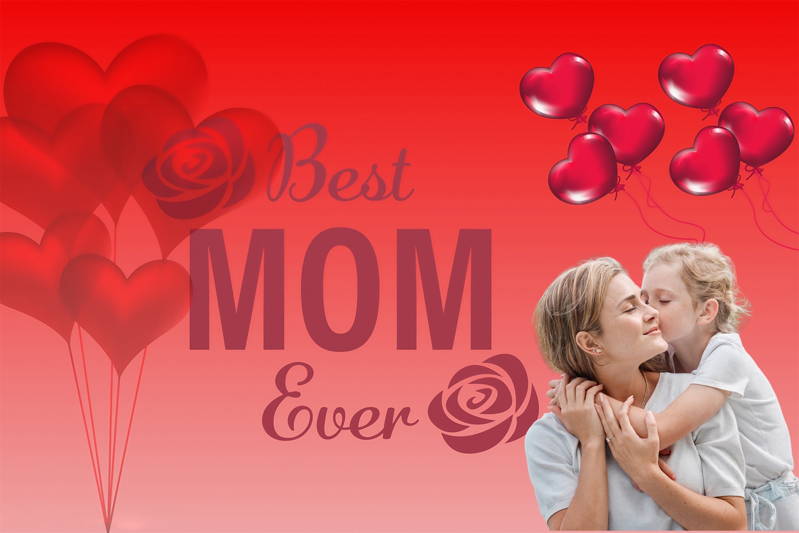 Mothers Day Photography Backdrops Red Heart Balloons Personalized Backdrop UK MRR3-68
