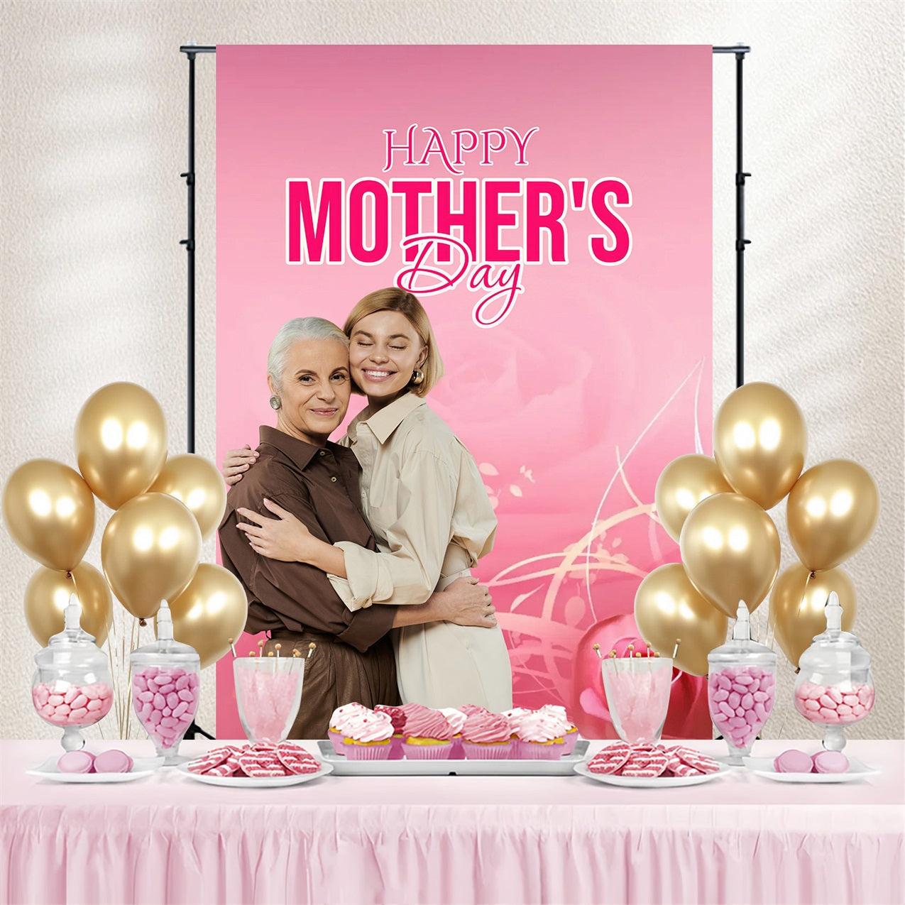 Backdrop For Mothers Day Classic Rose Celebration Personalised Backdrop UK MRR3-71