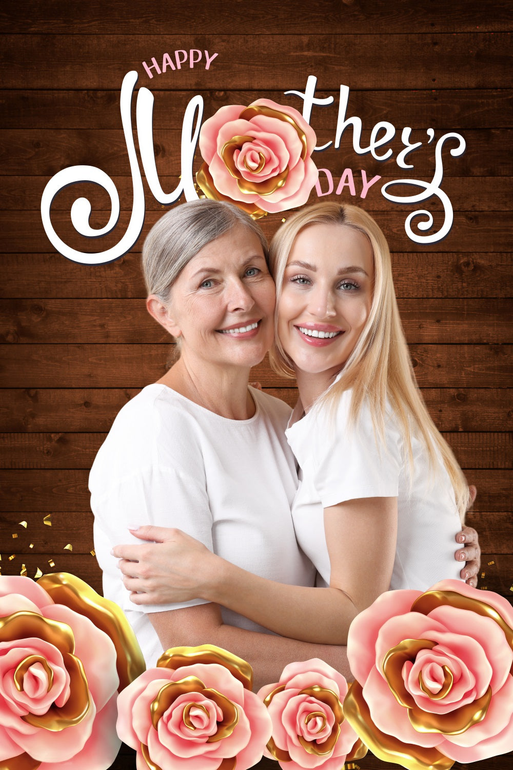 Backdrops For Mother's Day Rustic Floral Wooden Personalised Backdrop UK MRR3-74