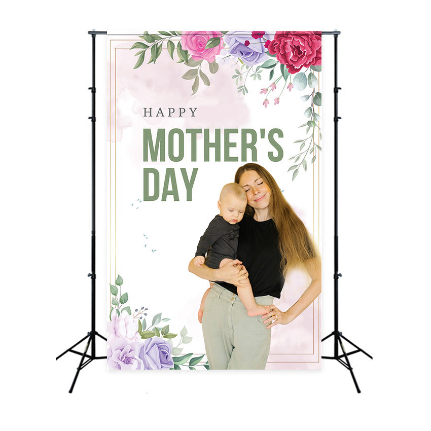 Mother Day Backdrop Soft Floral Embrace Personalized Backdrop UK MRR3-75