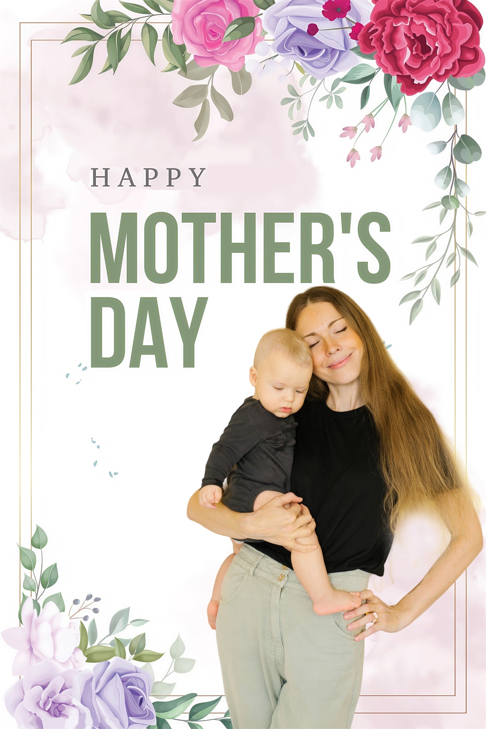 Mother Day Backdrop Soft Floral Embrace Personalized Backdrop UK MRR3-75
